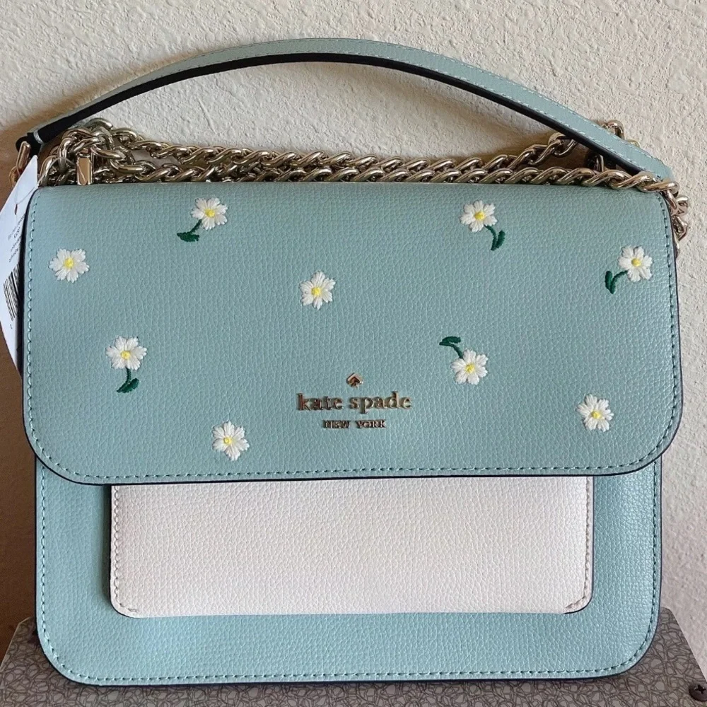 NWT Kate Spade Remi Daisy Embroidered Leather Chain Crossbody in Aphrodite - Picture 12 of 12